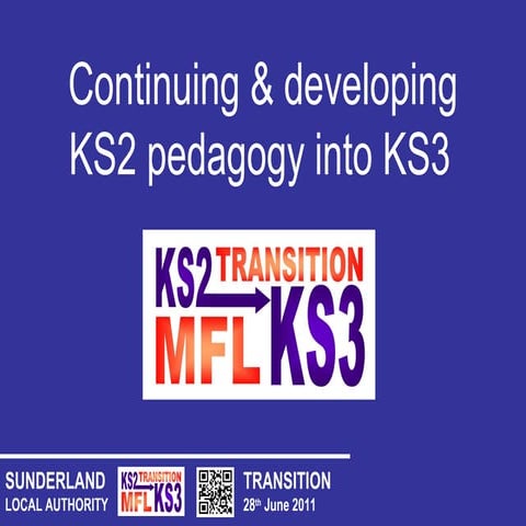 Continuing and developing KS2 pedagogy into KS3
