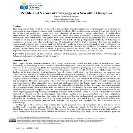 Profile and Nature of Pedagogy as a Scientific Discipline