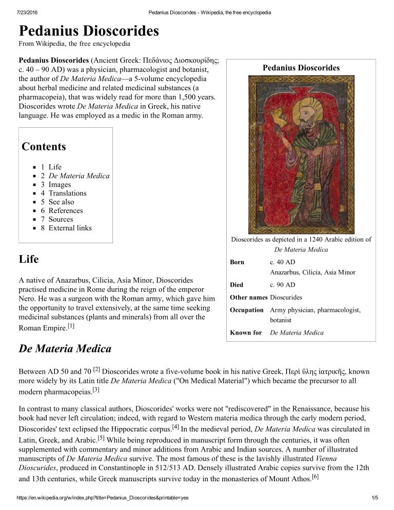 De materia medica was written by picture