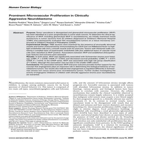 Peddinti, Zeine et al. Clinical Cancer Research 2007