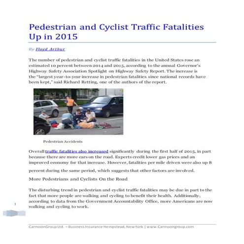 Pedestrian and Cyclist Traffic Fatalities Up in 2015 By Floyd Arthur