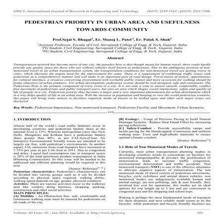 Pedestrian priority in urban area and usefulness