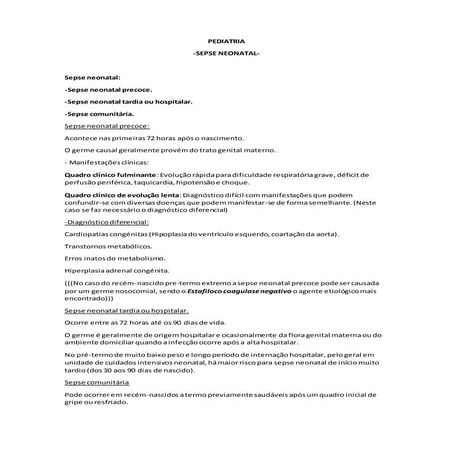 SEPSE NEONATAL.