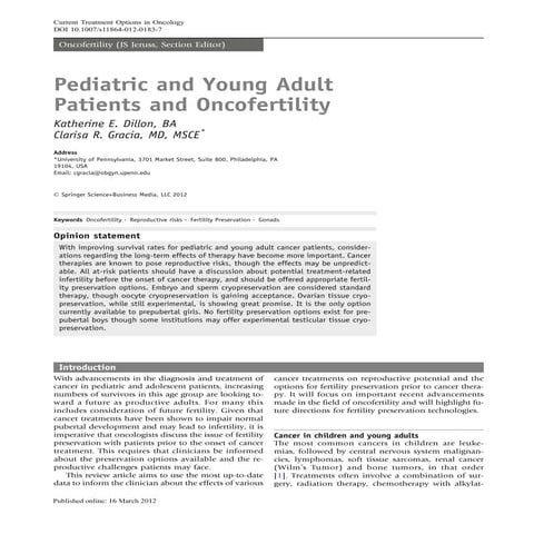 Fertility preservation in cancer patients | PPTX