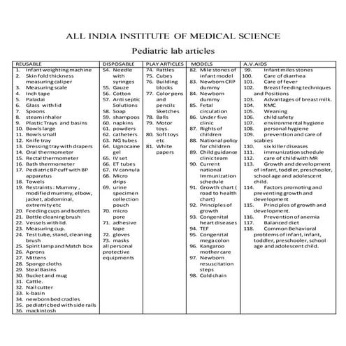 Pediatric lab articles