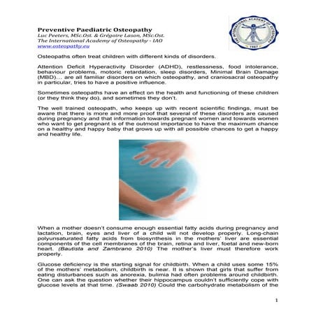 Preventive Paediatric Osteopathy