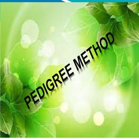 PEDIGREE METHOD OF PLANT BREEDING | PPTX