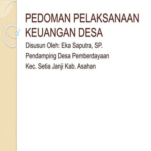 Pedoman pelaksanaan keuangan desa
