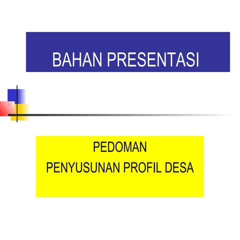 Pedoman penyusunan profil desa