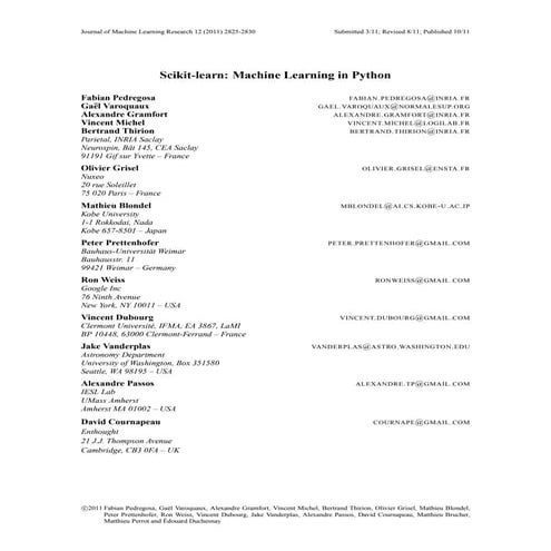 Scikit-learn : Machine Learning in Python | PDF | Programming Languages ...