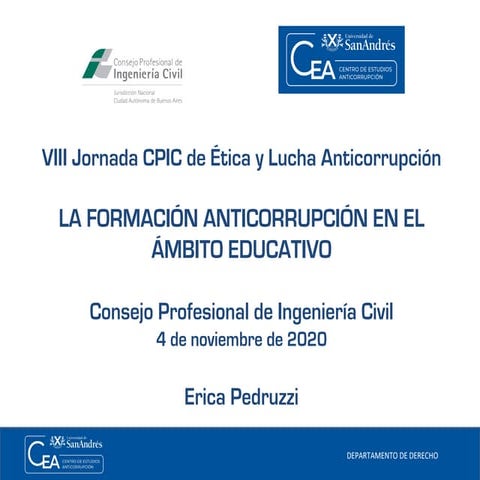 La Formación Anticorrupción en el Ámbito Educativo por la Dra. Erica Pedruzzi