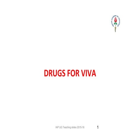 Pediatrics Drugs VIVA for UG exams by IAP | PDF
