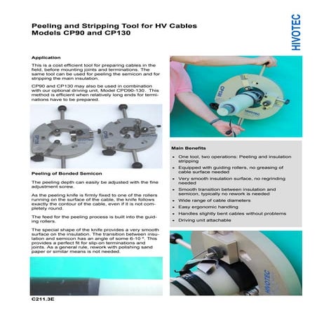 Peeling & Stripping Tool for HV Cables - Hivotec CP90 & CP130 Tools