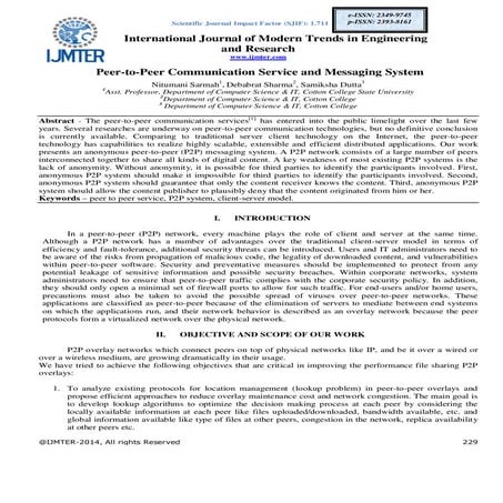 Peer-to-Peer Communication Service and Messaging System