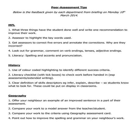 Briefing: Peer-Assessment Feedback