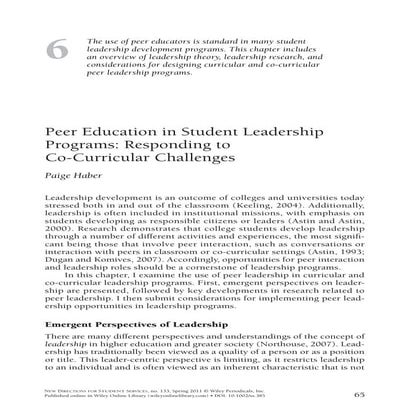 Peer education in students leadership programme