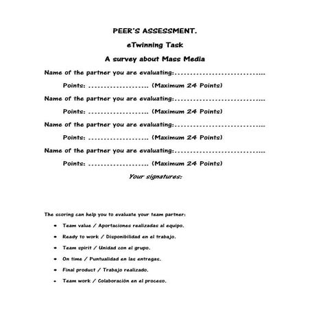 Peer evaluation (e twinning task  a survey about mass media)