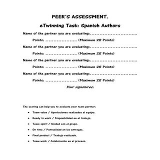 Peer evaluation (e twinning task   ...