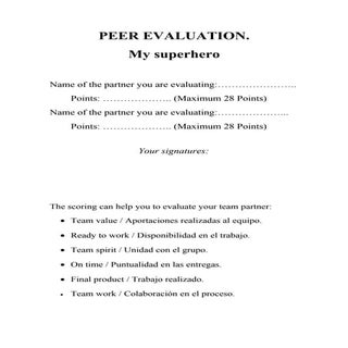 Peer evaluation (my superhero)