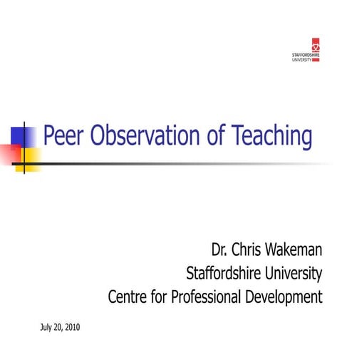 Peer observation of teaching