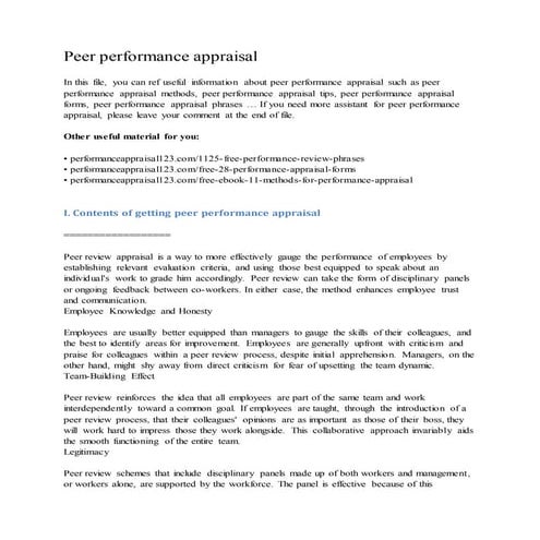 Peer performance appraisal
