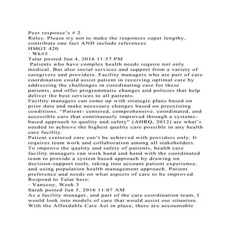 Peer response’s # 2Rules Please try not to make the responses s.docx