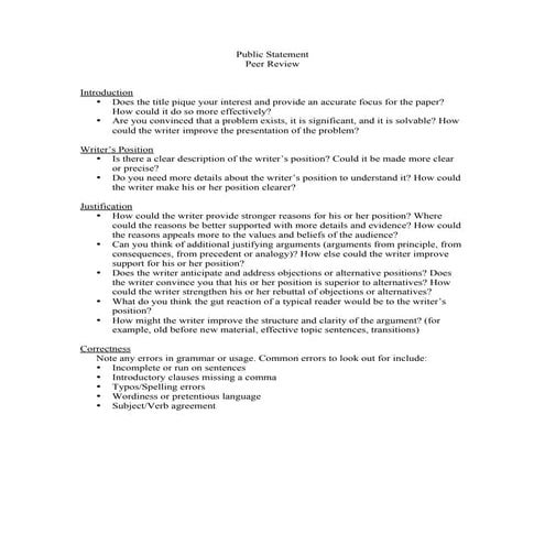 Peer review public statement