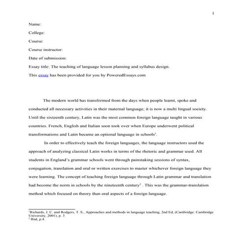 Pe essay the_teaching_of_language_lesson_planning_and_syllabus_design