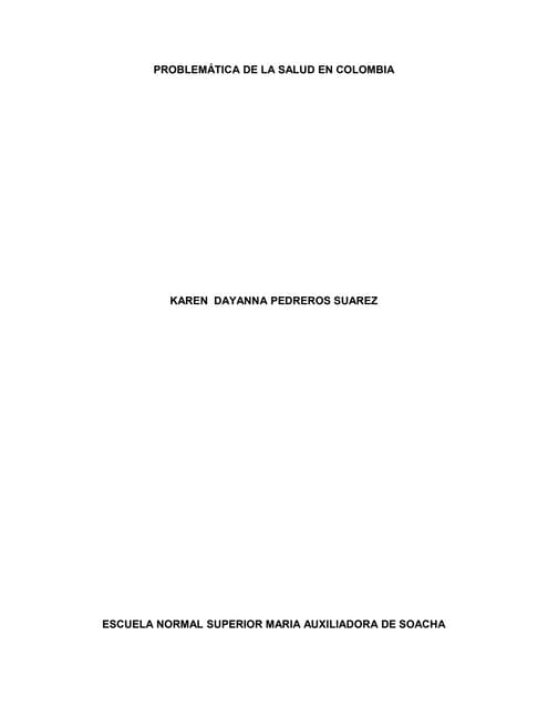 PROBLEMÁTICA DE LA SALUD EN COLOMBIA