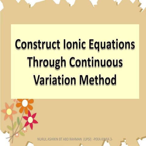 Experiment Construct Ionic Equations Through Continuous Variation Method 