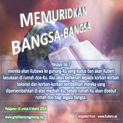 Pelajaran sekolah sabat ke-10 Triwulan 1 2014