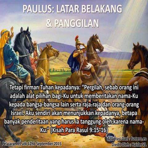 Pelajaran ss 11 qtr 3 2015 paulus latar belakang dan panggilan