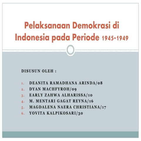 Pelaksanaan demokrasi di indonesia pada periode 1945 1949