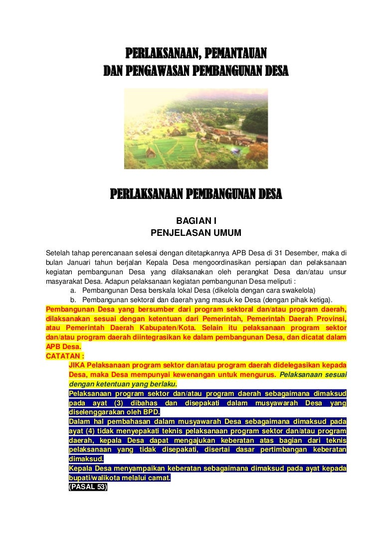 Pelaksanaan Pembangunan Desa