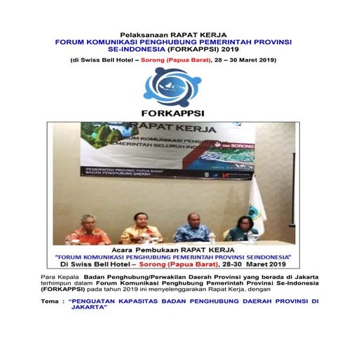 Pelaksanaan Rapat Kerja FORKAPPSI 2019 di Kota Sorong-Papua Barat