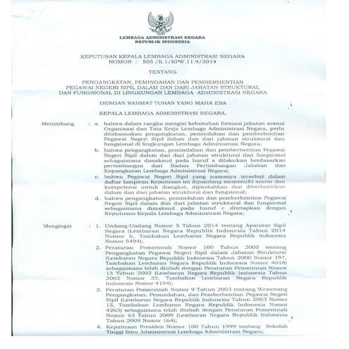 Pelantikan pejabat di Lingkungan Lembaga Administrasi Negara