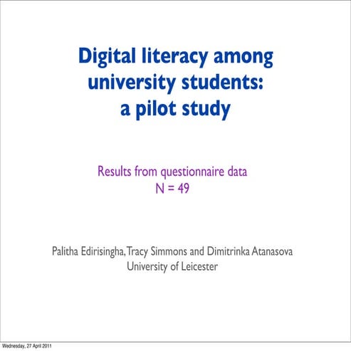 Digital Literacy among University Students: a pilot study