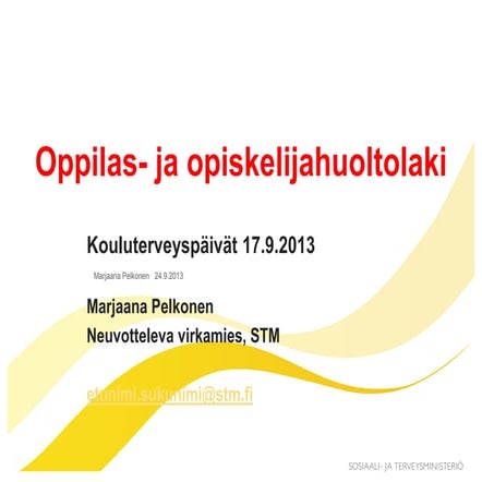 Pelkonen: Oppilas- ja opiskelijahuoltolaki