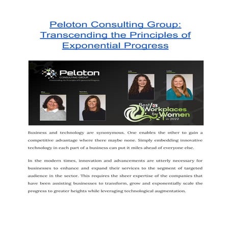 Peloton Consulting Group Transcending the Principles of Exponential ...