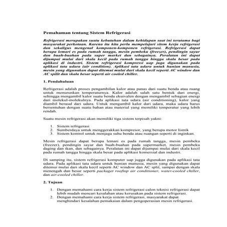 Pemahaman tentang sistem refrigerasi