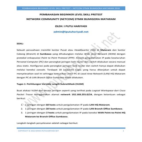 Pembahasan NETCOM Beginner Level Skill Pretest