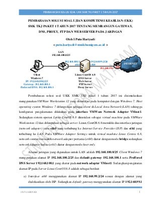 Pembahasan Soal UKK SMK TKJ Paket 1 Tahun 2017