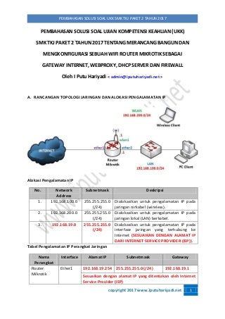 Pembahasan Soal UKK SMK TKJ Paket 2 Tahun 2017