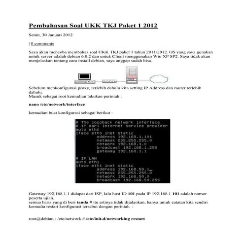 Pembahasan soal ukk tkj paket 1 2012