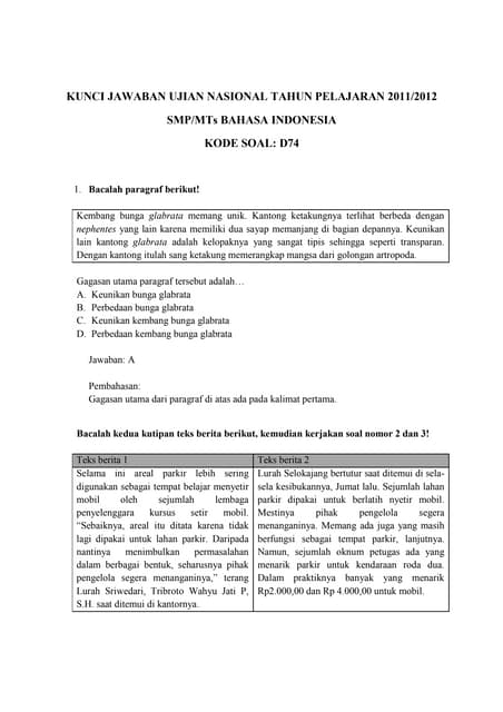 Soal Pengayaan UN Bahasa Indonesia 2015