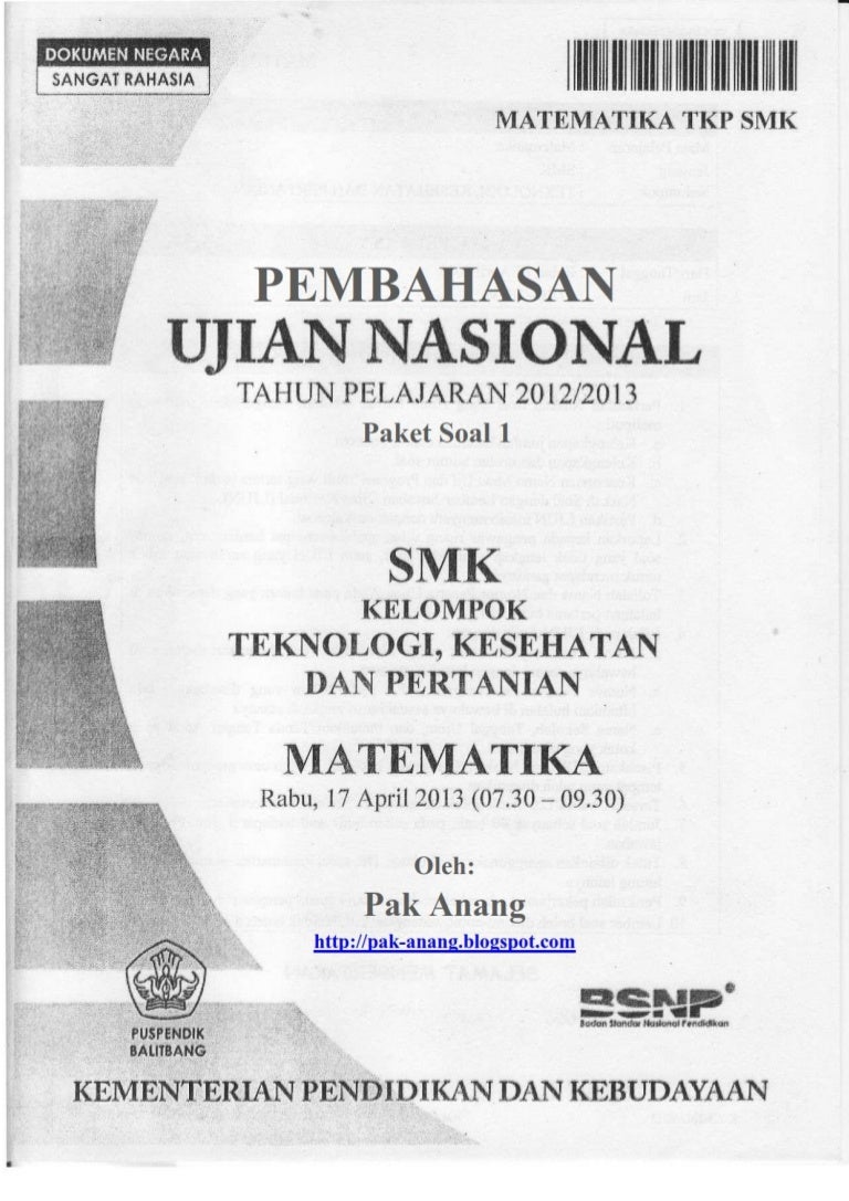 Pembahasan soal un matematika smk tkp 2020 paket1 Pembahasan soal un matematika smk tkp 2020 paket1