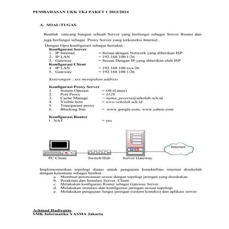 Pembahasan UKK TKJ Paket 1 2013/2014
