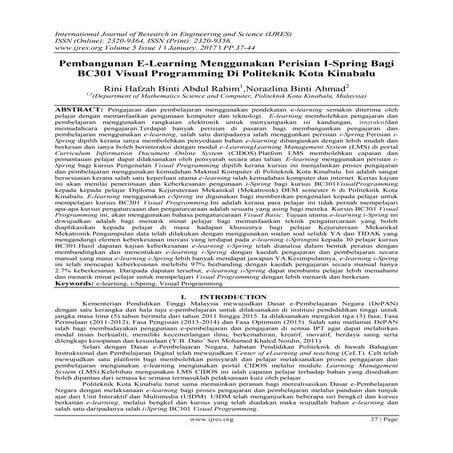 Pembangunan E-learning Mengunakan Perisian i-Spring Bagi BC301 Visual Program...