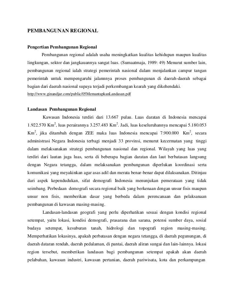 Pembangunan Regional Mteri Pak Iman