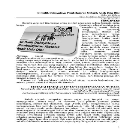 PEMBELAJARAN MOTORIK ANAK USIA DINI - DJOKO AW